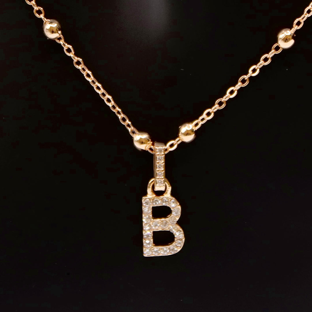 Necklace Charm Initial Gold