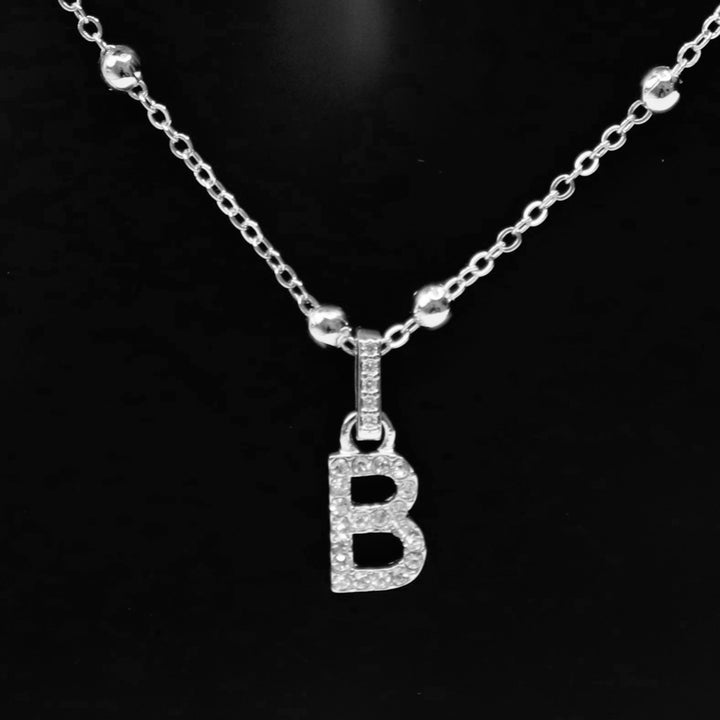 Necklace Charm Initial Letter Silver