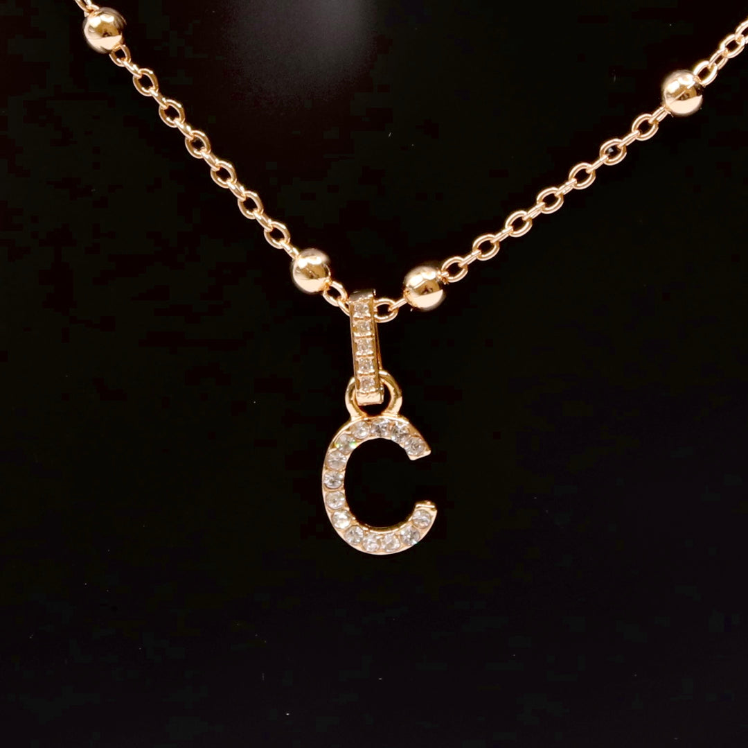 Necklace Charm Initial Gold