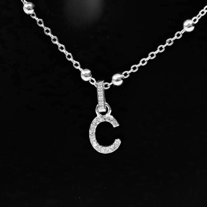 Necklace Charm Initial Letter Silver