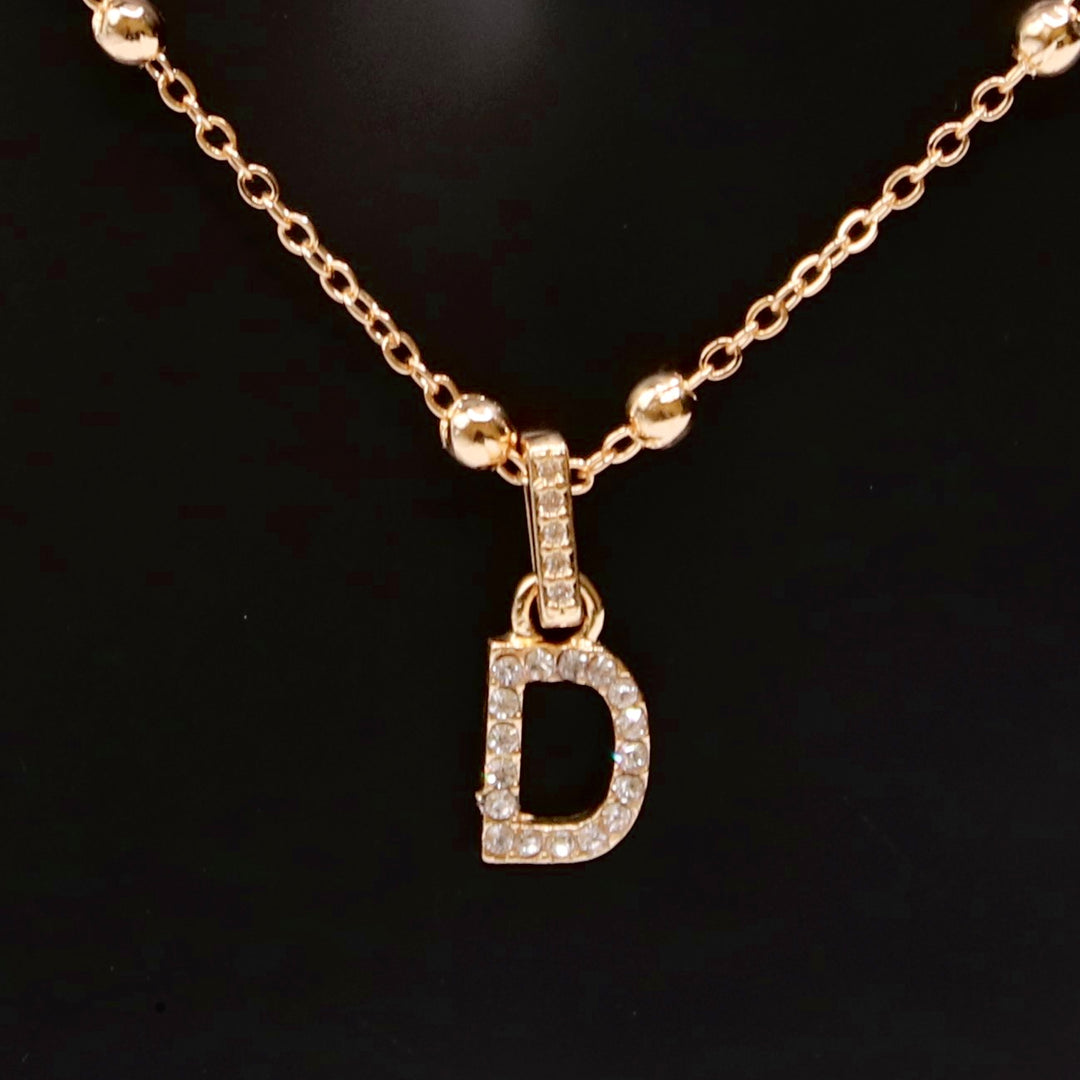 Necklace Charm Initial Gold