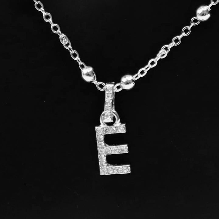 Necklace Charm Initial Letter Silver