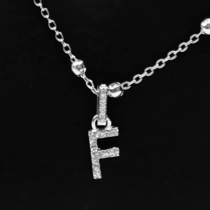 Necklace Charm Initial Letter Silver