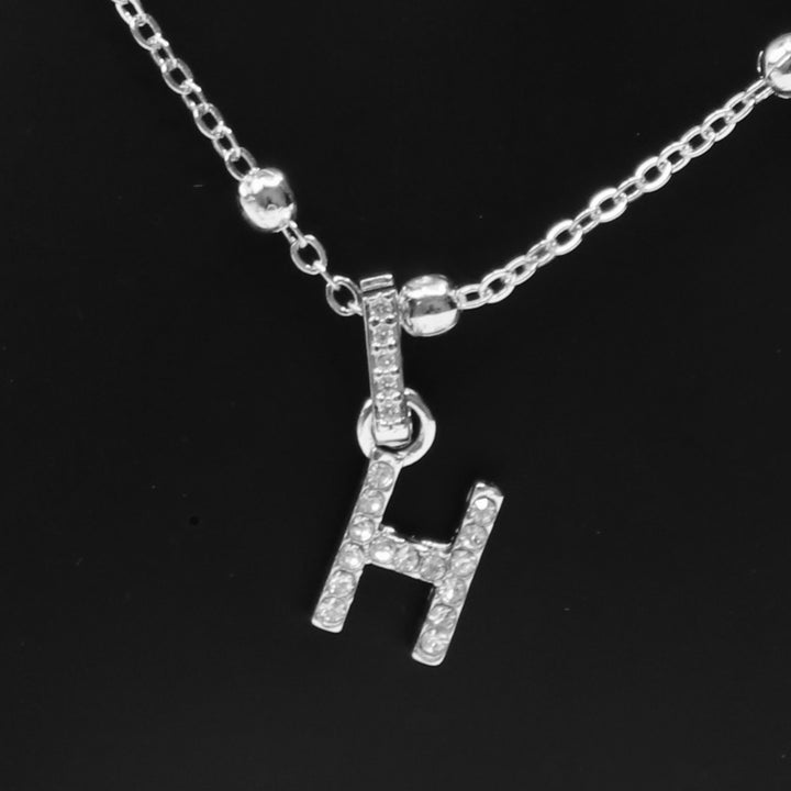 Necklace Charm Initial Letter Silver