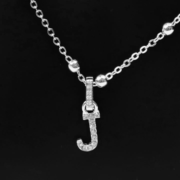 Necklace Charm Initial Letter Silver