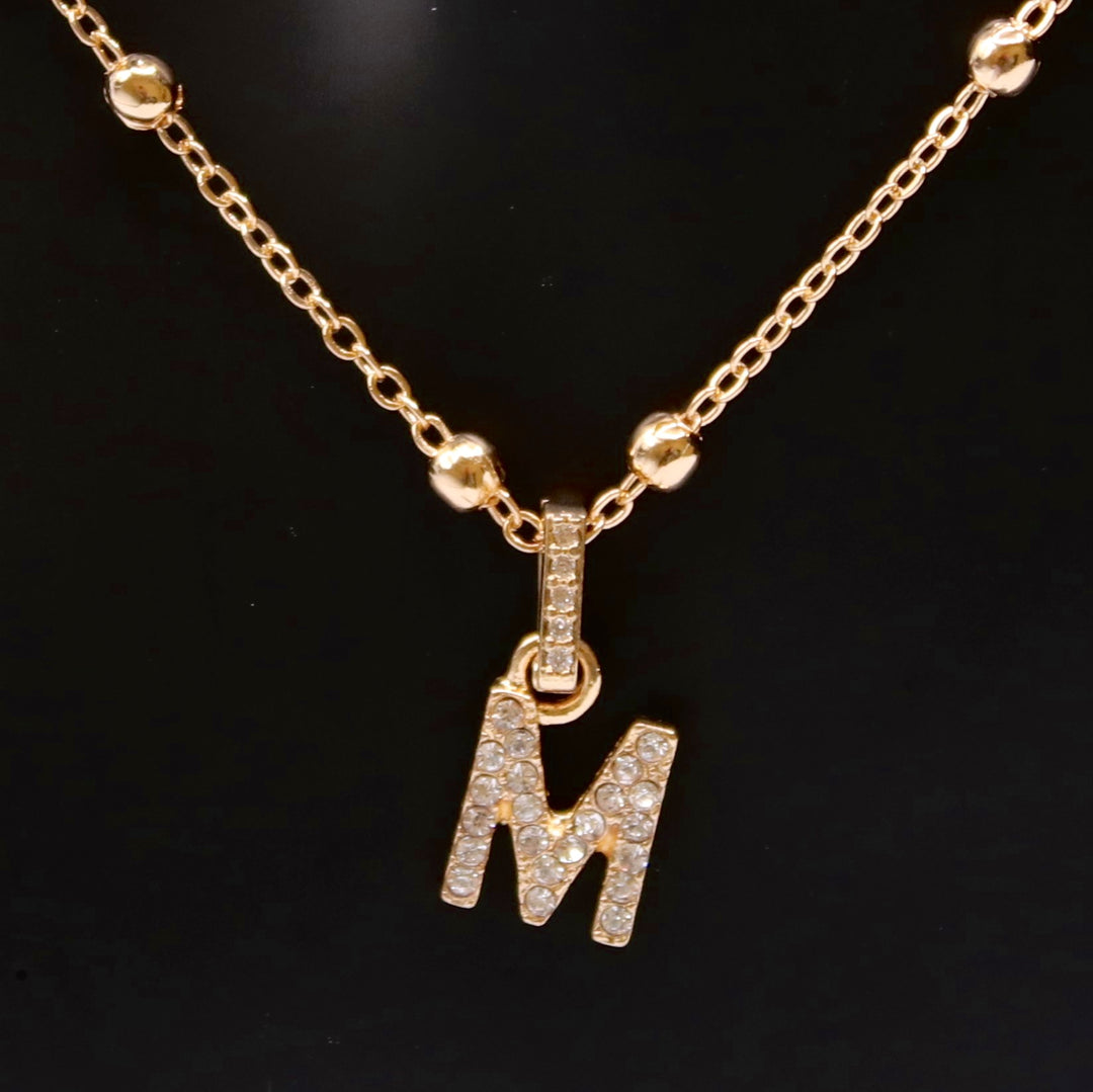 Necklace Charm Initial Gold