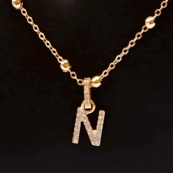 Necklace Charm Initial Gold