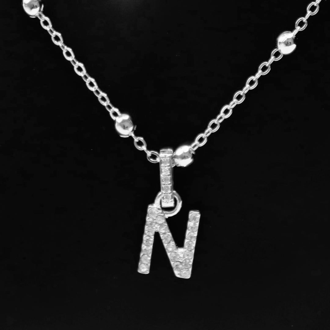 Necklace Charm Initial Letter Silver