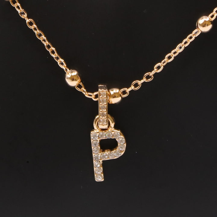 Necklace Charm Initial Gold