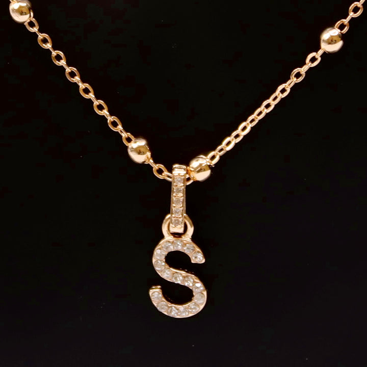 Necklace Charm Initial Gold