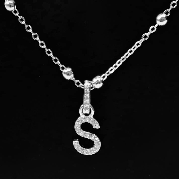 Necklace Charm Initial Letter Silver