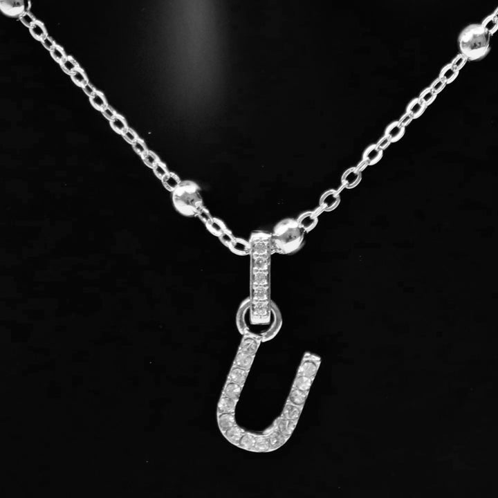 Necklace Charm Initial Letter Silver