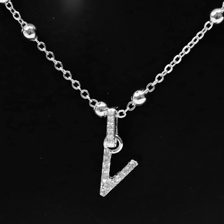 Necklace Charm Initial Letter Silver