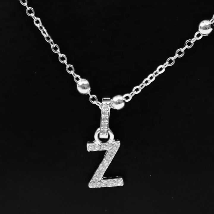 Necklace Charm Initial Letter Silver