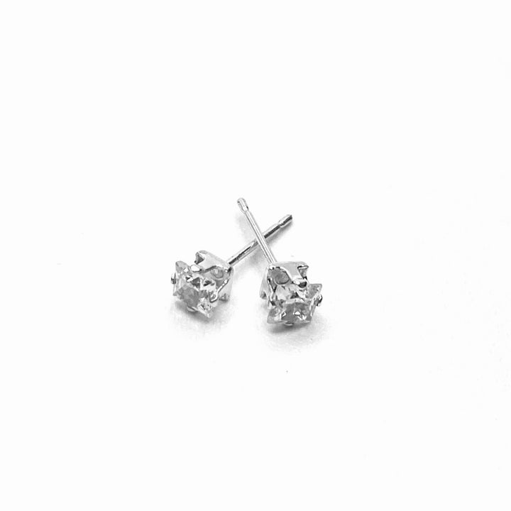 Earring Stud Cubic Zirconia Square 4mm