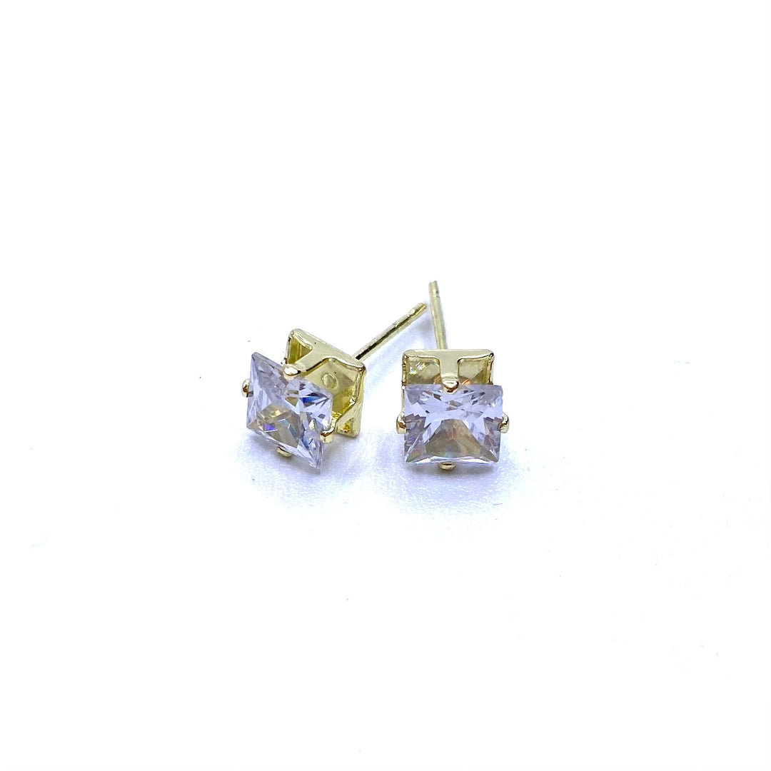 Earring Stud Cubic Zirconia Square 6mm