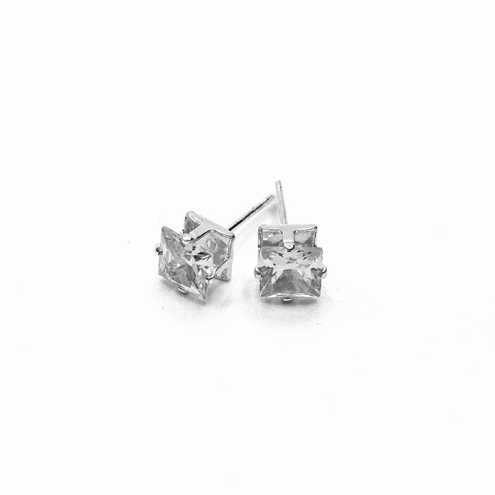 Earring Stud Cubic Zirconia Square 6mm