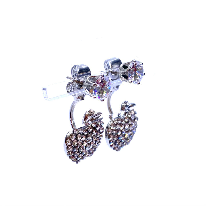 Earring Stud Design Back Jacket Rhinestone Apple