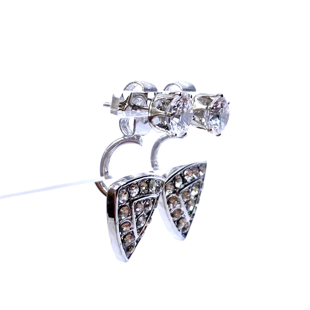 Earring Stud Design Back Jacket Rhinestone Triangle