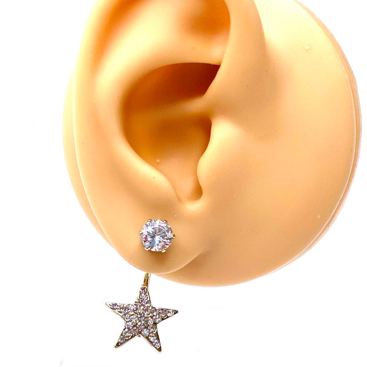 Earring Stud Design Back Jacket Rhinestone Star