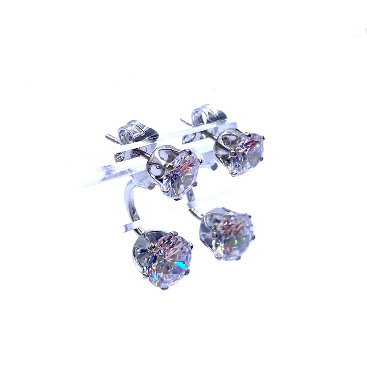 Earring Stud Design Back Jacket Rhinestone Silver Clear