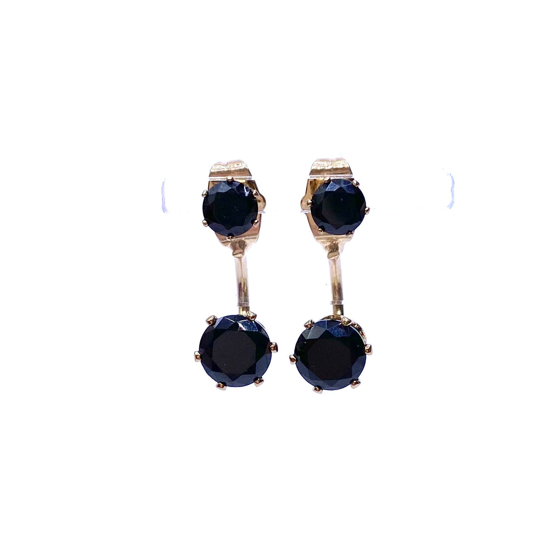 Earring Stud Design Back Jacket Rhinestone Gold Black