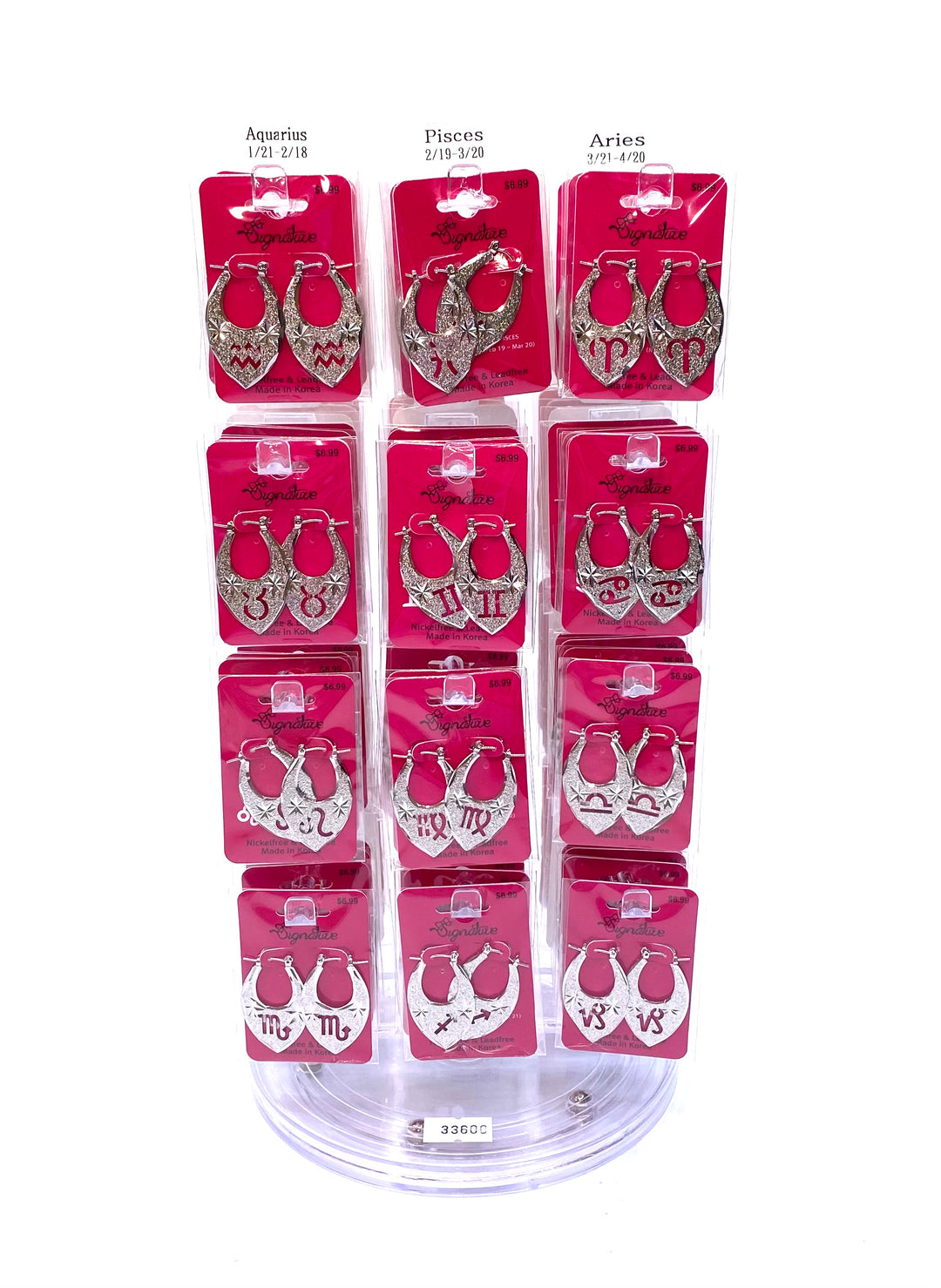 DISPLAY 96 Pair Earring Zodiac Metal Gold Silver PICK UP ONLY