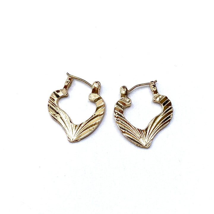 Earring Metal Hoop Metal Shiny Lines Heart