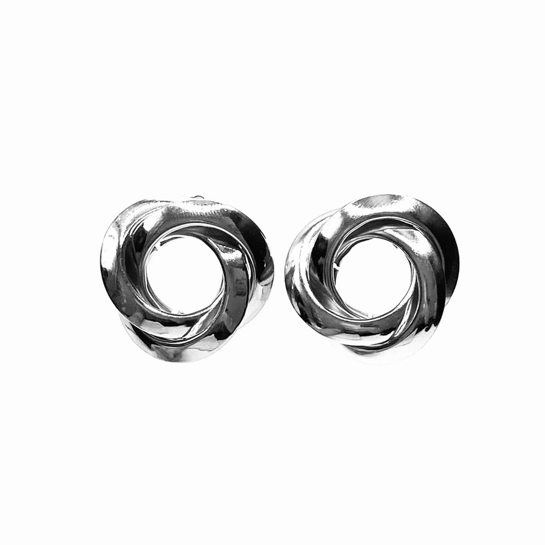 Earring Metal Design Shiny Silver 1.2"