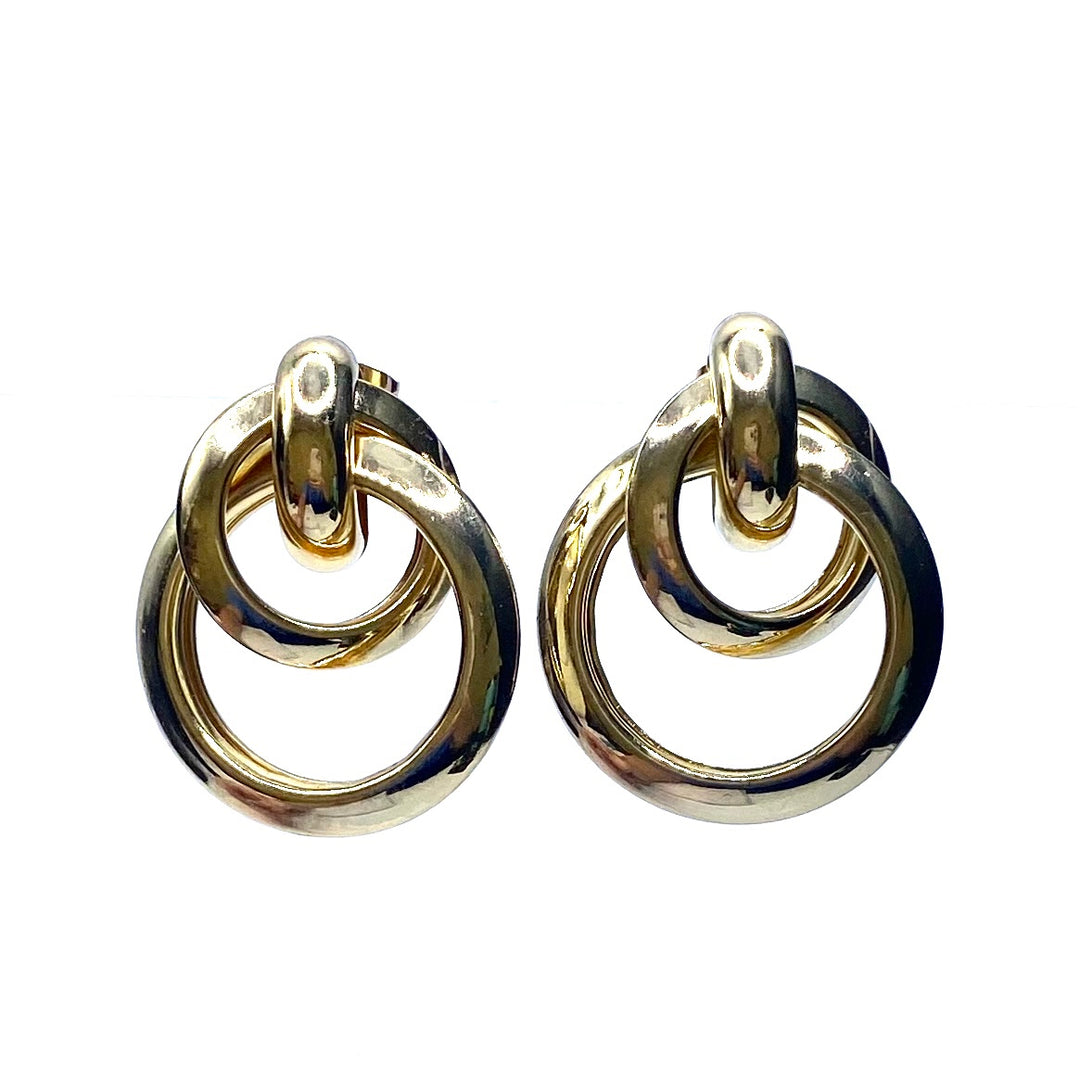 Earring Metal Design Shiny Gold 1.35"