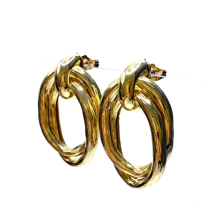 Earring Metal Design Shiny Gold 1.7"