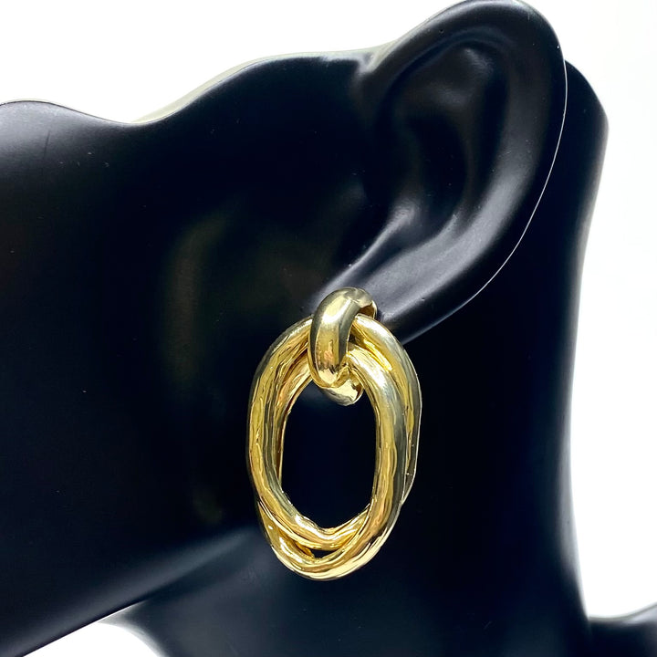 Earring Metal Design Shiny Gold 1.7"