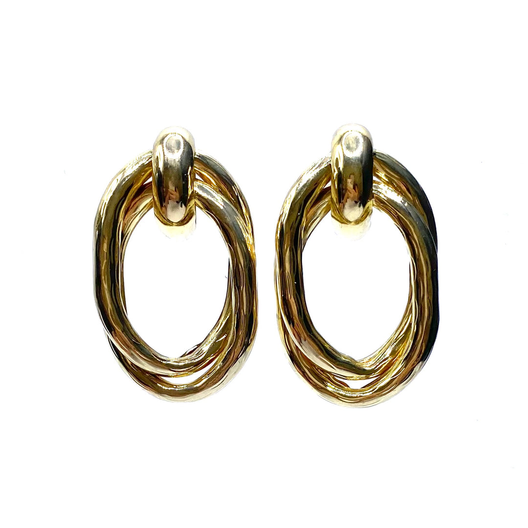 Earring Metal Design Shiny Gold 1.7"