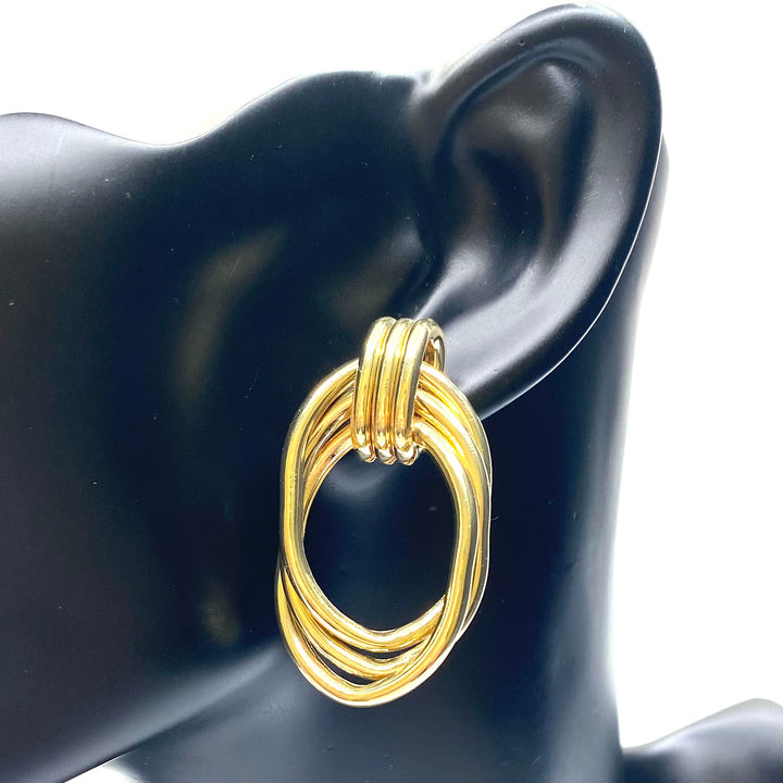 Earring Metal Design Shiny Gold 1.75"