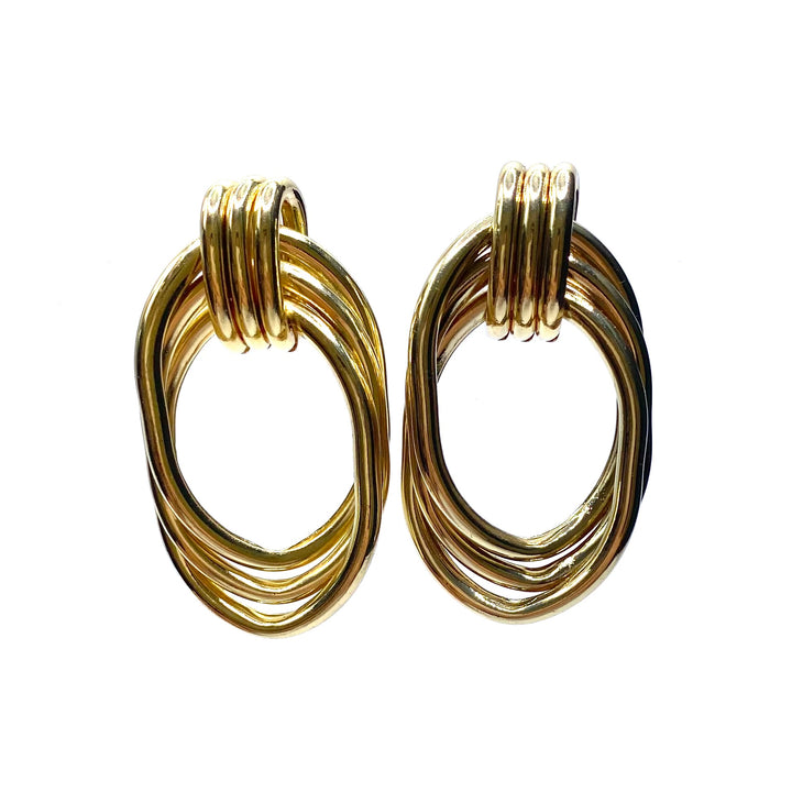 Earring Metal Design Shiny Gold 1.75"