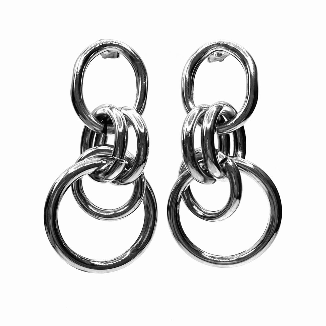 Earring Metal Design Shiny Silver 2.5" x 1.25"