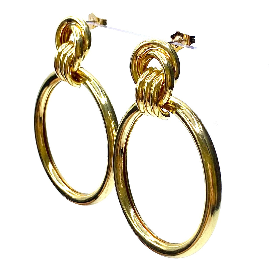 Earring Metal Design Shiny Gold 2.6" x 2"