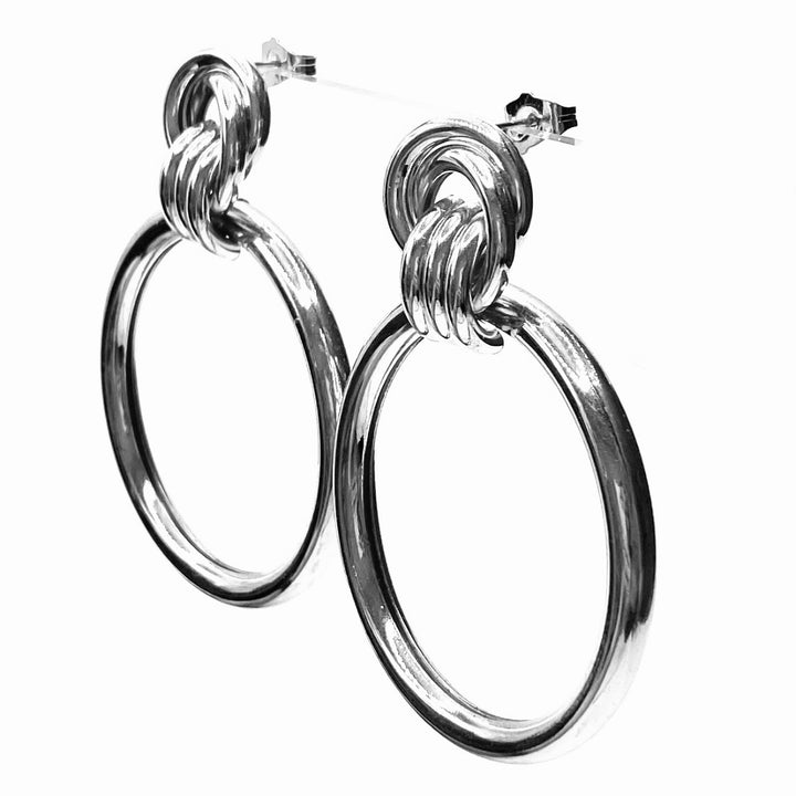 Earring Metal Design Shiny Silver 2.6" x 2"