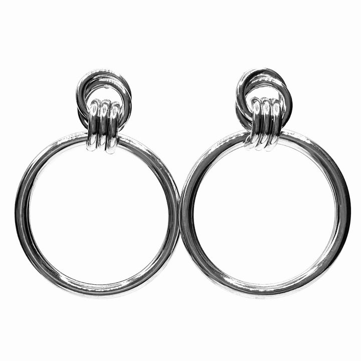 Earring Metal Design Shiny Silver 2.6" x 2"