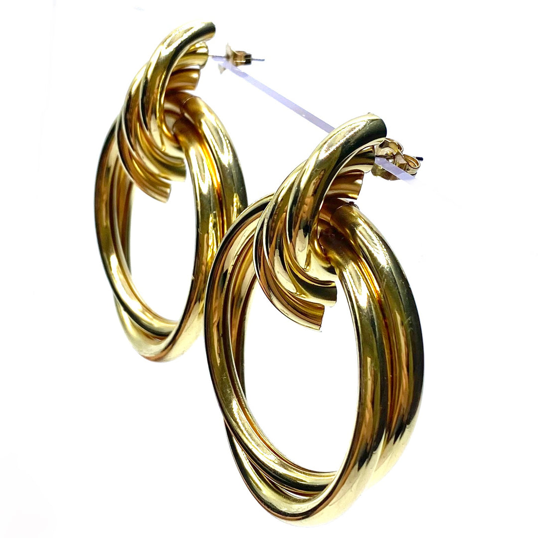 Earring Metal Design Shiny Gold 2.75" x 2"