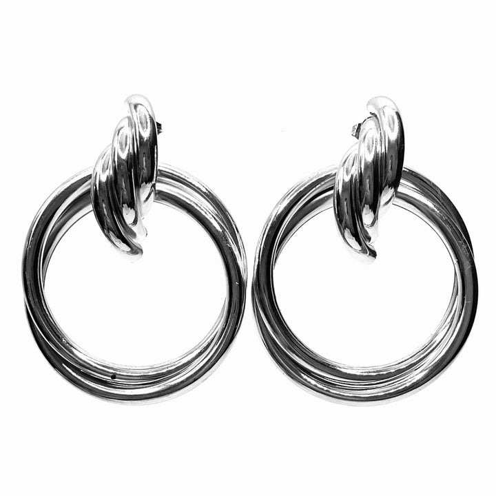 Earring Metal Design Shiny Silver 2.75" x 2"