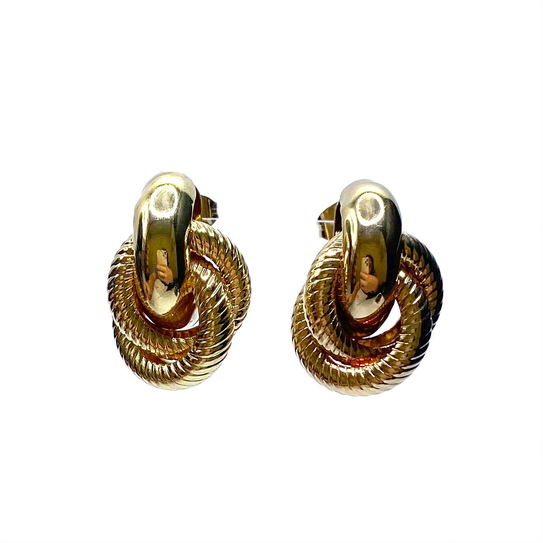 Earring Metal Design Shiny Gold .8"