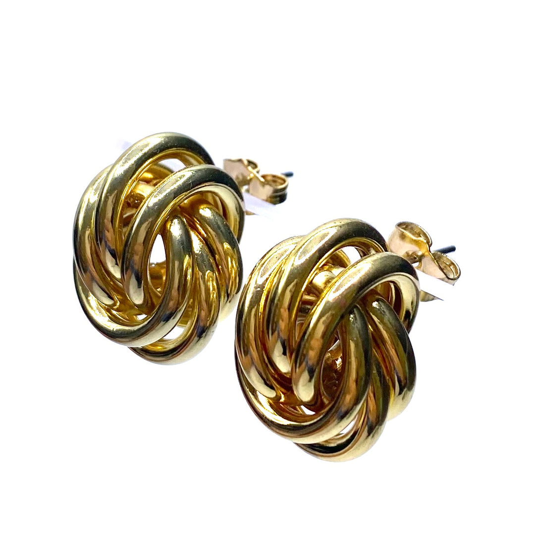 Earring Metal Design Shiny Gold .8"