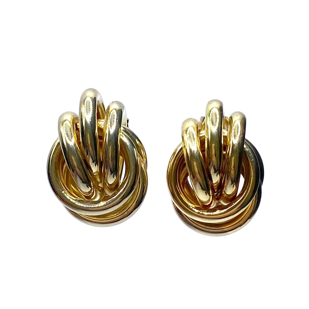 Earring Metal Design Shiny Gold .8"