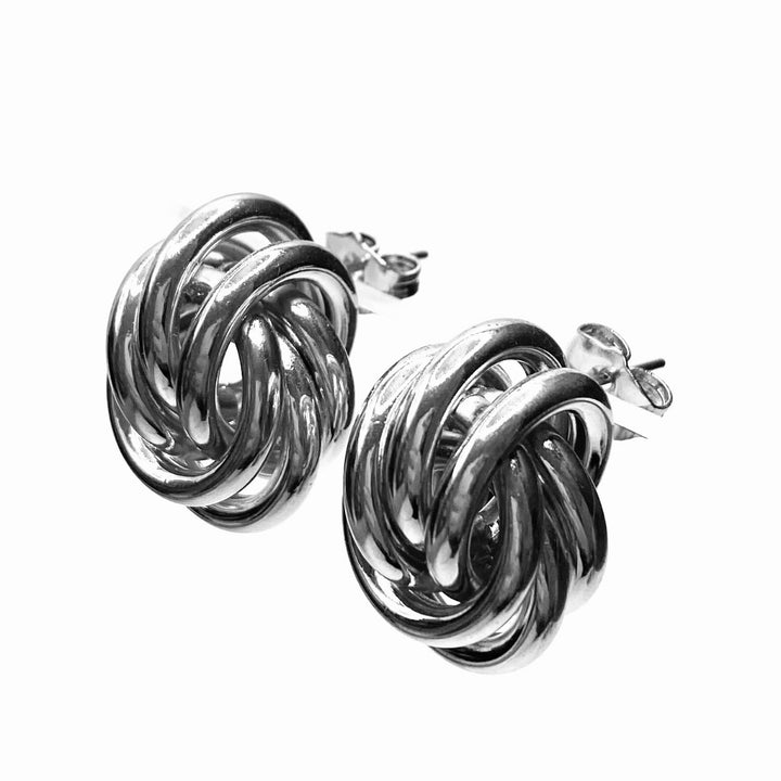 Earring Metal Design Shiny Silver .8"