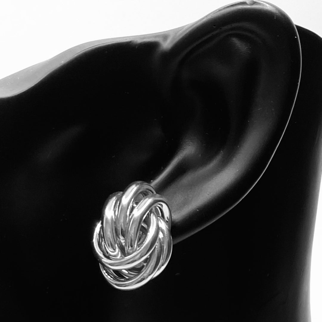 Earring Metal Design Shiny Silver .8"