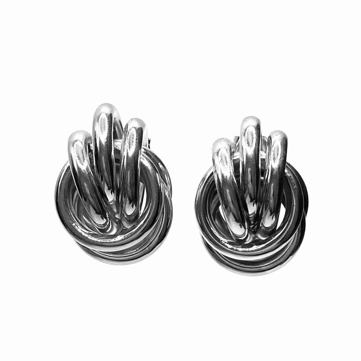 Earring Metal Design Shiny Silver .8"