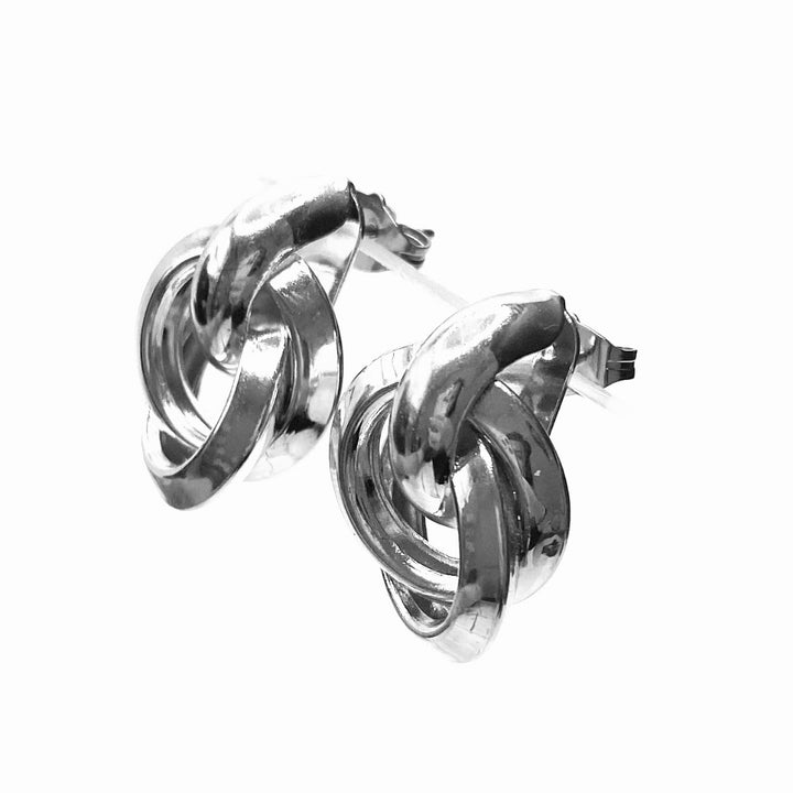 Earring Metal Design Shiny Silver 1"