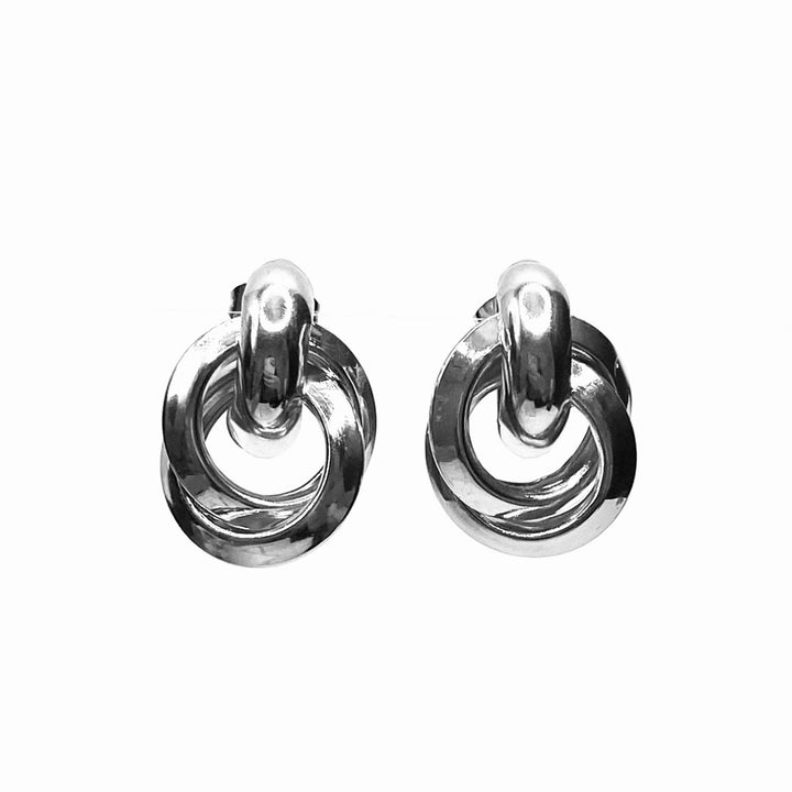 Earring Metal Design Shiny Silver 1"