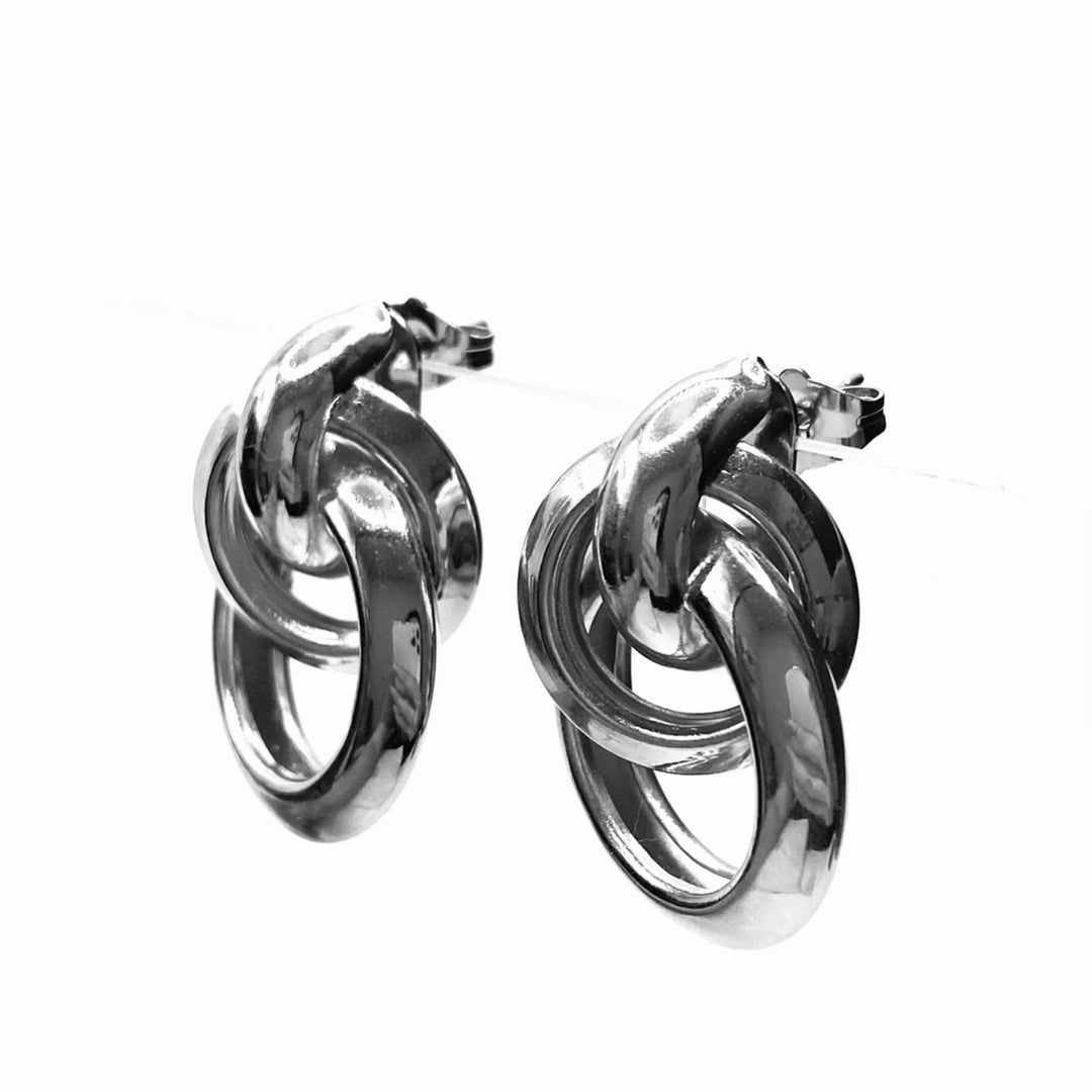 Earring Metal Design Shiny Silver 1.25"